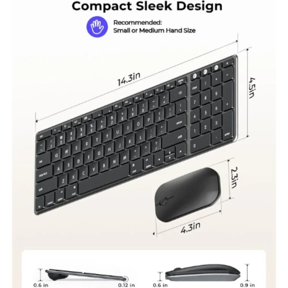 Bluetooth Keyboard & Mouse Combo for Mac Apple Devices – Space Gray New Open Box